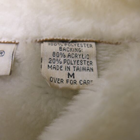 VINTAGE Kim Rogers Y2K Jacket Faux Suede Size M Women Tan Brown Faux Fur Trim - Picture 13 of 13